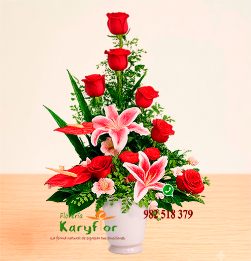 Arreglo 7 Rosas+Lilium<br>AM Y AM 003