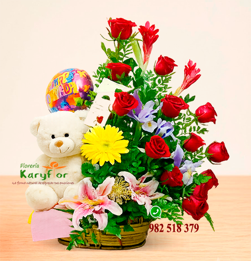 Canasta 15 Rosas<BR>AM Y AM 010