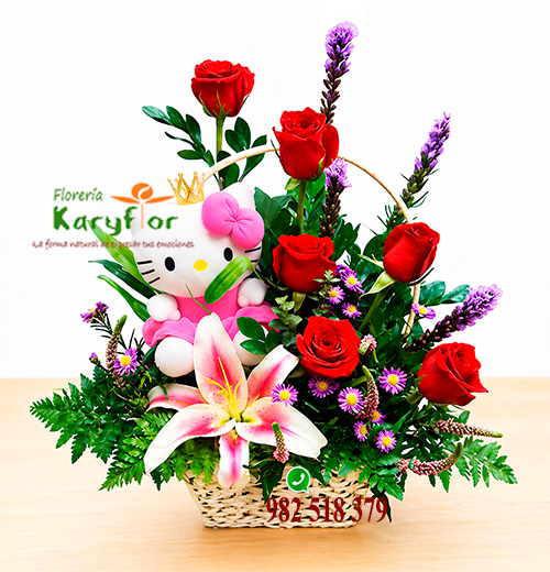 Canasta con 6 rosas<BR>AM Y AM 014