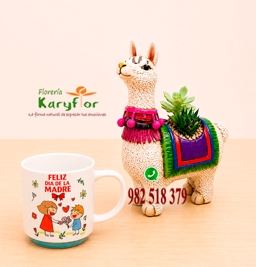 Suculenta Llamita<BR>taza mamá<BR>Mamá_007