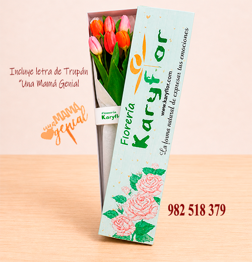 Caja 6 Tulipanes<BR>Topper Mamá<BR>Mamá_013