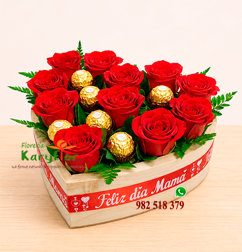 Corazón Rosas<BR>11 Rosas y Ferrero<BR>Mamá_015