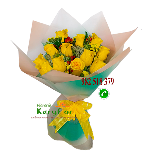 Ramo 12 rosas<br>Flores Variadas<BR>RAMO_003